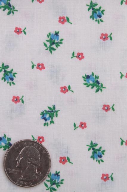 photo of vintage cotton quilting fabric lot, retro pink solid & tiny flower prints #6