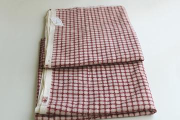 catalog photo of vintage cotton quilting fabric, primitive style plaid print muted rose pink & brown 