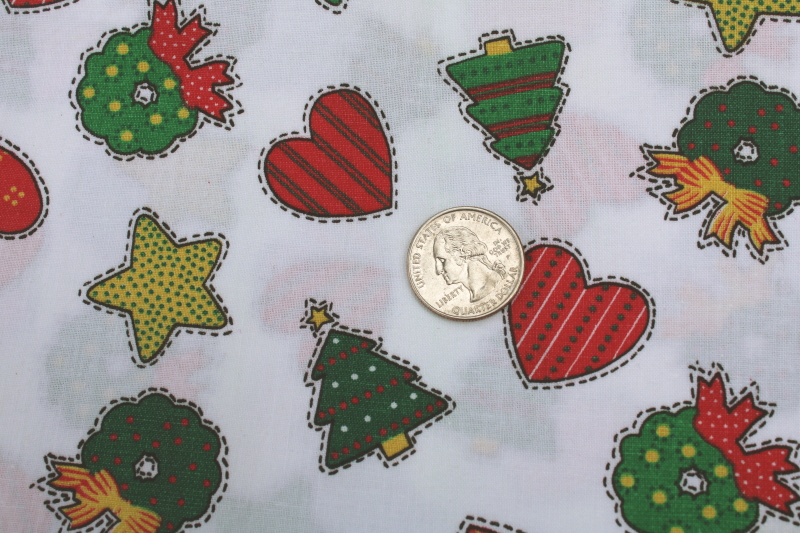 photo of vintage cotton quilting or craft fabric, Christmas print patchwork hand stitched look patches  #2