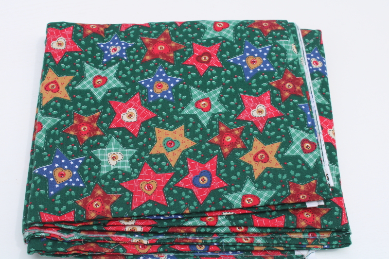 photo of vintage cotton quilting or craft fabric, Christmas stars primitive style patchwork print  #1