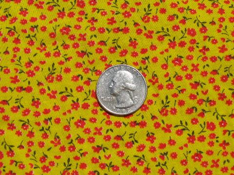 photo of vintage cotton quilting weight fabric, tiny print yellow/red flowers #1