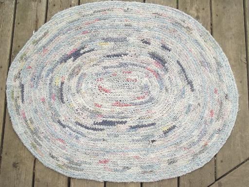 photo of vintage cotton rag rug lot, old country farmhouse woven / braided rugs #7