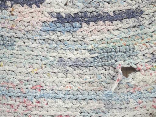 photo of vintage cotton rag rug lot, old country farmhouse woven / braided rugs #8