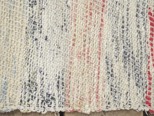 photo of vintage cotton rag rug lot, old country farmhouse woven / braided rugs #10