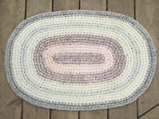 photo of vintage cotton rag rug lot, old country farmhouse woven / braided rugs #11