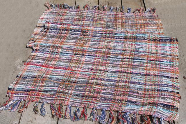 photo of vintage cotton rag rug, scatter or throw rug, country primitive farmhouse style #2