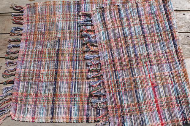 photo of vintage cotton rag rug, scatter or throw rug, country primitive farmhouse style #7