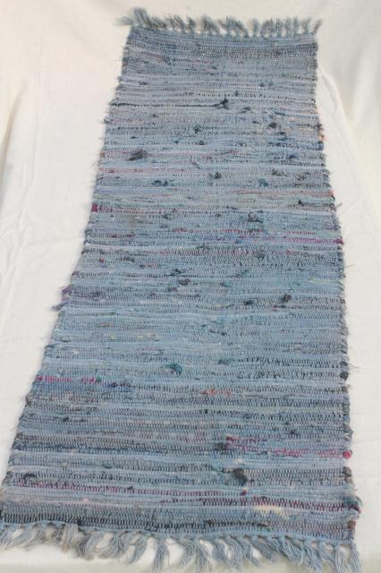 photo of vintage cotton rag rug, stair runner or long hall rug, country primitive farmhouse style #1