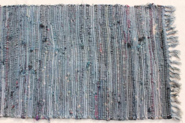 photo of vintage cotton rag rug, stair runner or long hall rug, country primitive farmhouse style #2