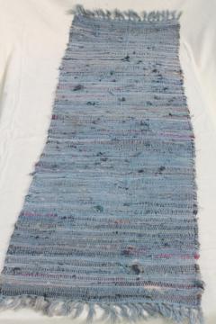 catalog photo of vintage cotton rag rug, stair runner or long hall rug, country primitive farmhouse style