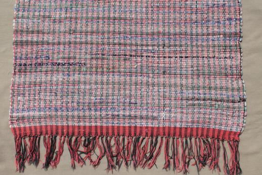 photo of vintage cotton rag rugs, woven throw rugs in primitive red, blue, gold #3