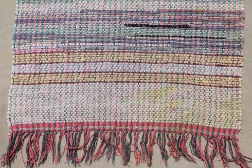 photo of vintage cotton rag rugs, woven throw rugs in primitive red, blue, gold #6