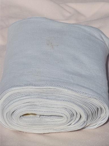 photo of vintage cotton roller towel, 12 yds primitive blue stripe toweling fabric #4