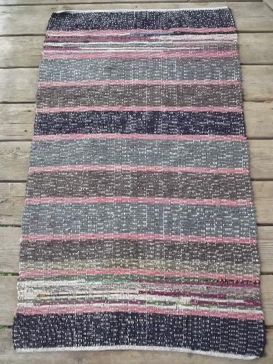 photo of vintage cotton runner rug, stair step carpet or entryway throw rug #4