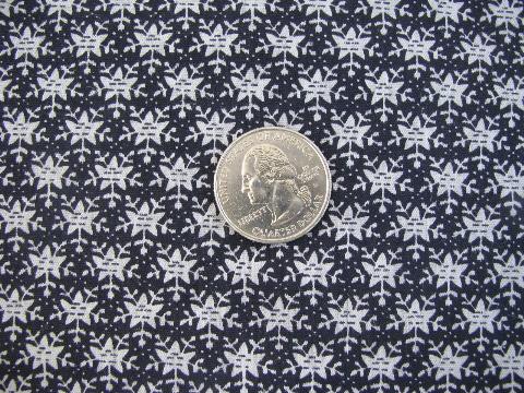 photo of vintage cotton sewing material, tiny black & white floral print quilting fabric #1