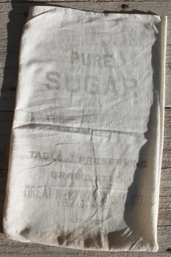 photo of vintage cotton sugar & flour sacks, primitive authentic old feedsack fabric #5