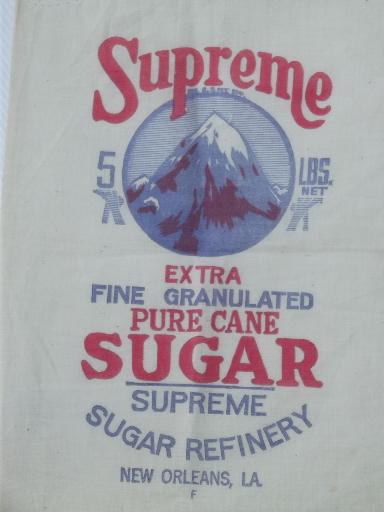 photo of vintage cotton sugar sack, feedsack fabric w/ stamped to embroider design  #3