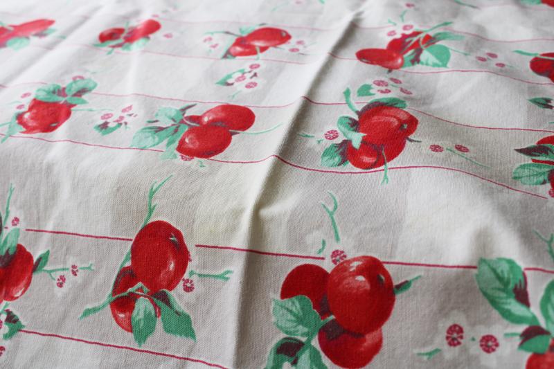 photo of vintage cotton tablecloth for upcycle fabric or retro kitchen, apples & apple blossom #5