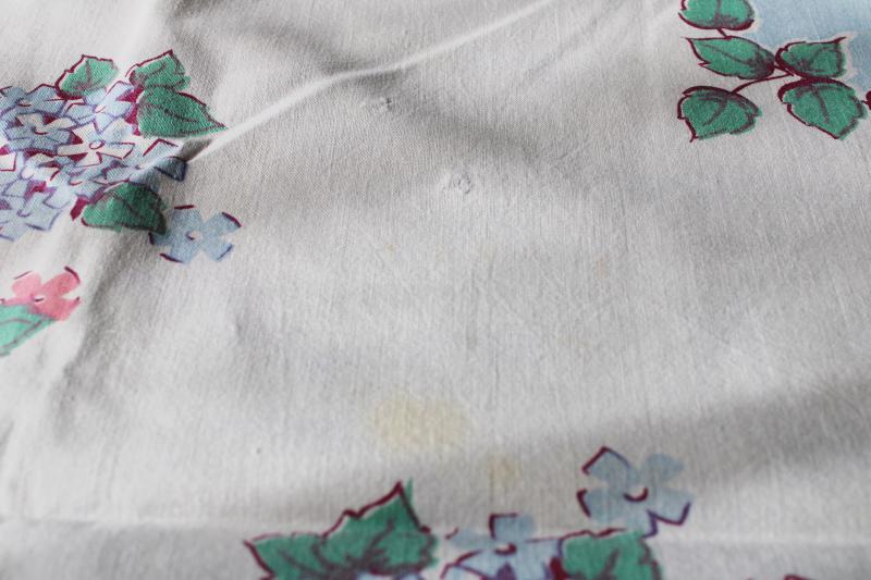 photo of vintage cotton tablecloth for upcycle fabric or retro kitchen, flower boxes print #6