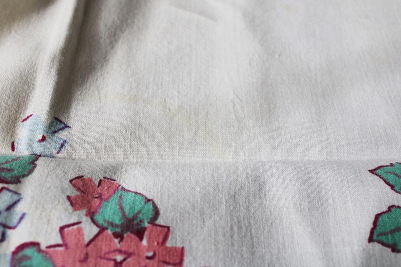 photo of vintage cotton tablecloth for upcycle fabric or retro kitchen, flower boxes print #7