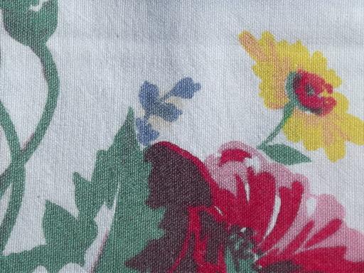 photo of vintage cotton tablecloth & napkins set w/ sunflowers & poppies print #6