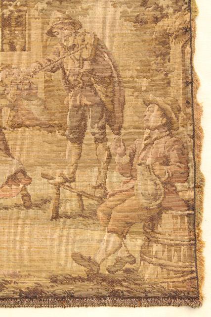 photo of vintage cotton tapestry panel, picture or pillow top - french country antique faded colors #3