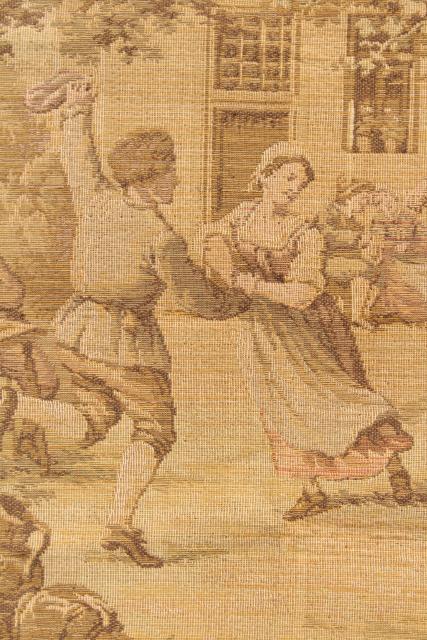 photo of vintage cotton tapestry panel, picture or pillow top - french country antique faded colors #4