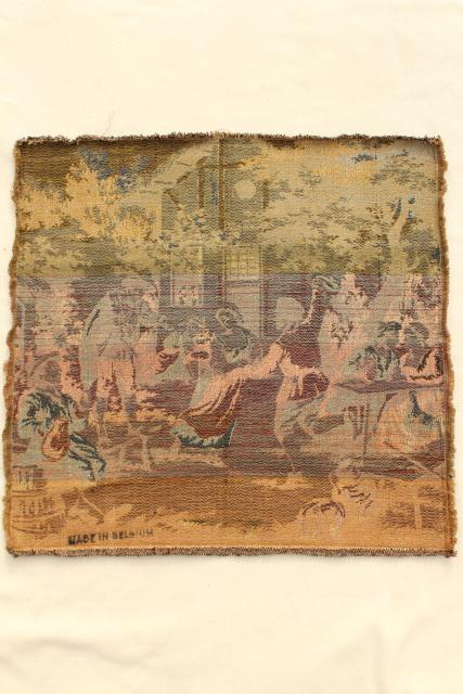 photo of vintage cotton tapestry panel, picture or pillow top - french country antique faded colors #6