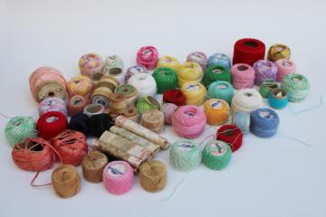 catalog photo of vintage cotton thread for lace crochet, tatting, embroidery, mending, lots of colors