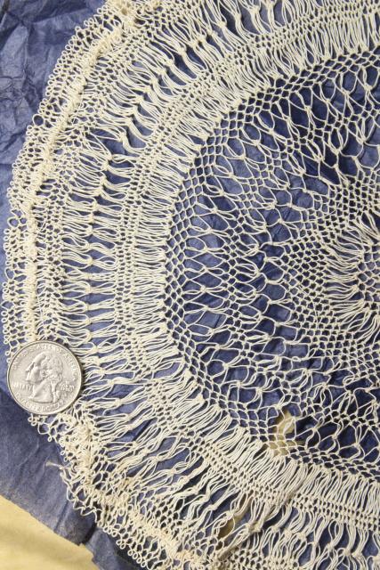 photo of vintage cotton thread lace doilies, Madeira cobweb fine hairpin lace #2