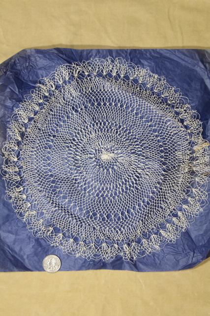 photo of vintage cotton thread lace doilies, Madeira cobweb fine hairpin lace #3