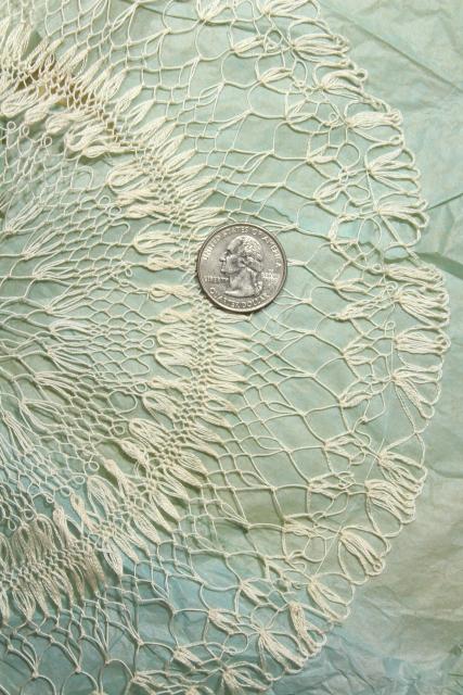 photo of vintage cotton thread lace doilies, Madeira cobweb fine hairpin lace #10