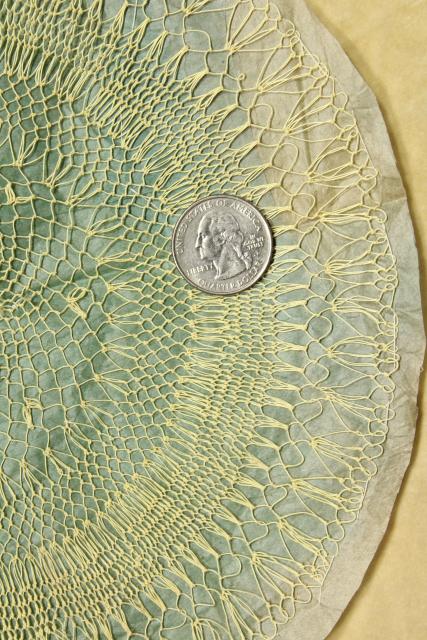 photo of vintage cotton thread lace doilies, Madeira cobweb fine hairpin lace #12