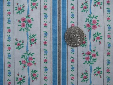 photo of vintage cotton ticking pillow case fabric, floral stripe #1