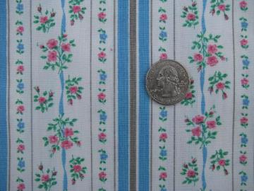 catalog photo of vintage cotton ticking pillow case fabric, floral stripe