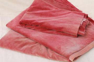 catalog photo of vintage cotton velveteen salvaged antique curtains, old rose pink velvet remnants