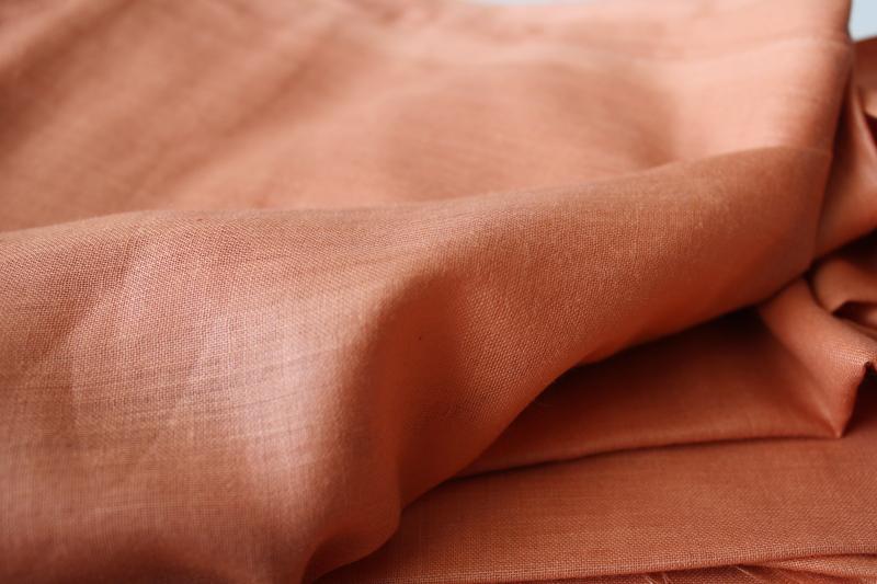 photo of vintage cotton voile, soft light semi sheer fabric terracotta solid color #3