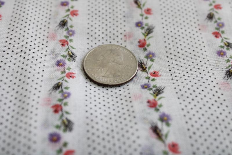 photo of vintage cotton voile, soft light sheer material with a dimity look floral print stripe #3