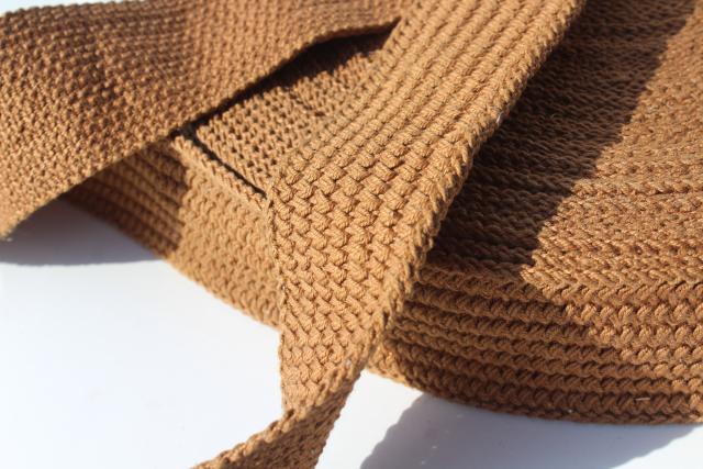 photo of vintage cotton webbing belting strap yardage, chore or work clothes brown tan #6