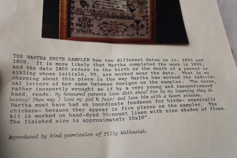 photo of vintage counted cross stitch kit, antique reproduction sampler flax linen & embroidery floss  #4
