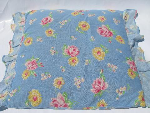 photo of vintage country cotton print & patchwork throw pillows lot #3