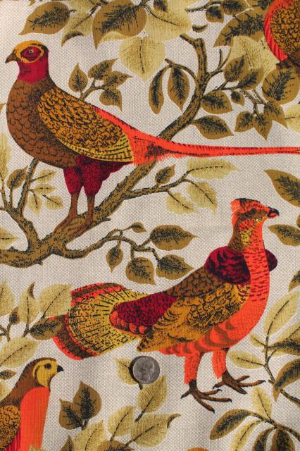 photo of vintage country french game birds partridge quail print cotton decorator fabric #2