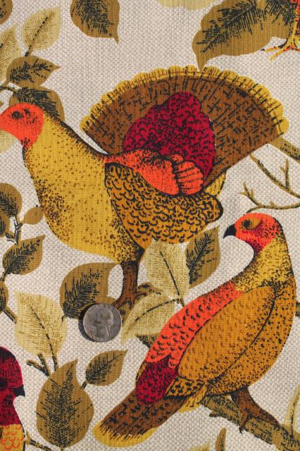 photo of vintage country french game birds partridge quail print cotton decorator fabric #4