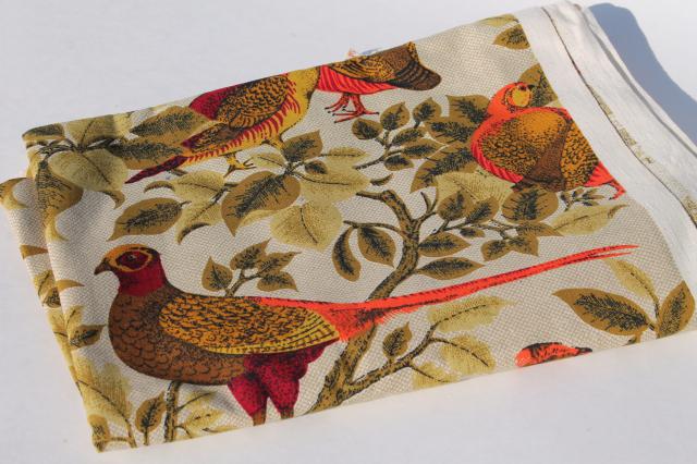 photo of vintage country french game birds partridge quail print cotton decorator fabric #6