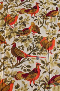 catalog photo of vintage country french game birds partridge quail print cotton decorator fabric