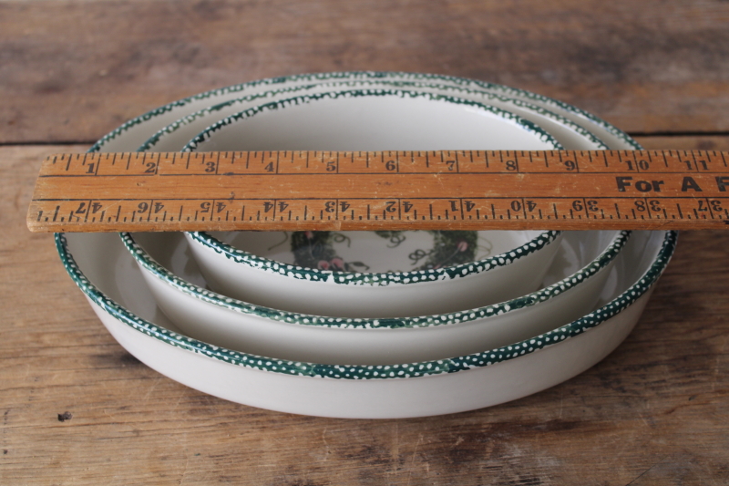 photo of vintage country hearts spongeware stoneware, nesting casserole bowls, grandmacore kitchenware  #7