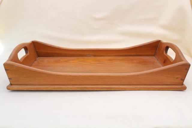 photo of vintage country pine tray, colonial style table box or serving tray  #2