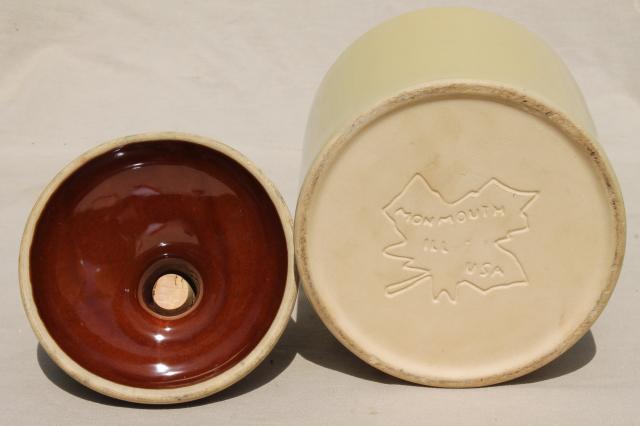 photo of vintage country primitive Cookie Jug cookie jar crock, Monmouth Western stoneware pottery #6