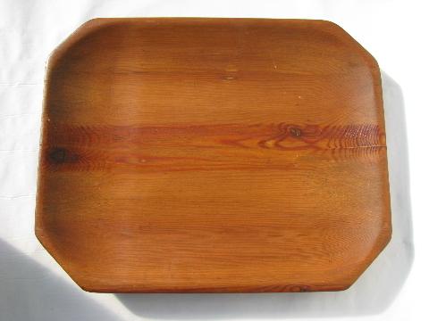 photo of vintage country primitive, big old pine wood bread tray bowl #1