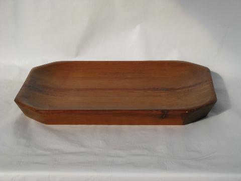 photo of vintage country primitive, big old pine wood bread tray bowl #2